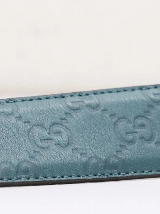 GUCCI Microguccissima Embossed Teal Leather Belt Size 95-38 main image 7